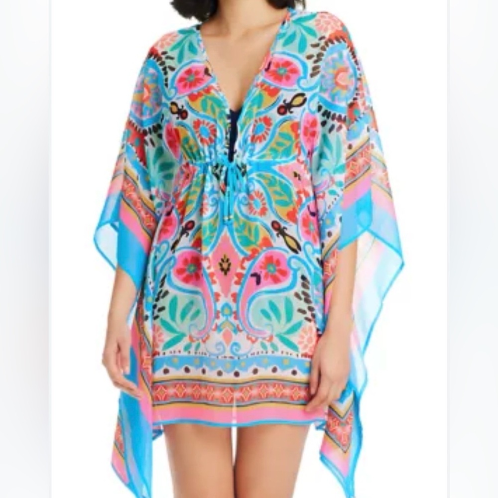 Colorful V-Neck Bohemian Swim Coverup